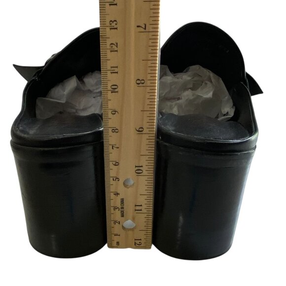 Franco Sarto Leather Mules Square Toe Y2K 90's Womens 8M Black Witchy Fairy Goth - Picture 11 of 12